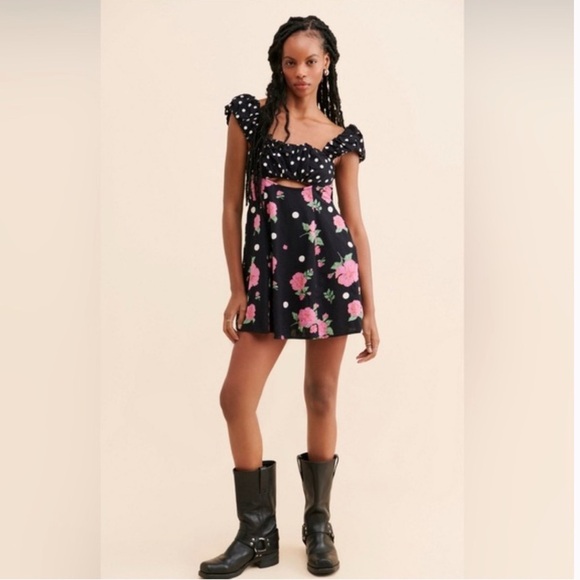 Free People Dresses & Skirts - Free People bom bom mini dress in black and pink
